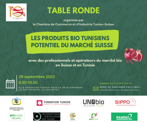 Participation d’UNObio  à une table ronde sur ” Les Produits Bio Tunisiens : Potentiel du Marche Suisse “